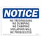 Signmission Sign, 7" H, 10" W, Rigid Plastic, No Trespassing No Dumping No Camping Violators Sign, Landscape OS-NS-P-710-L-14929 - alternate 1